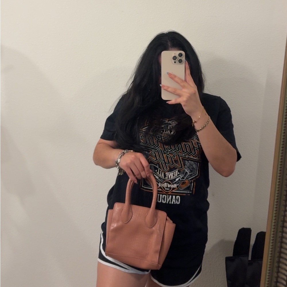 Pink faux leather mini bag